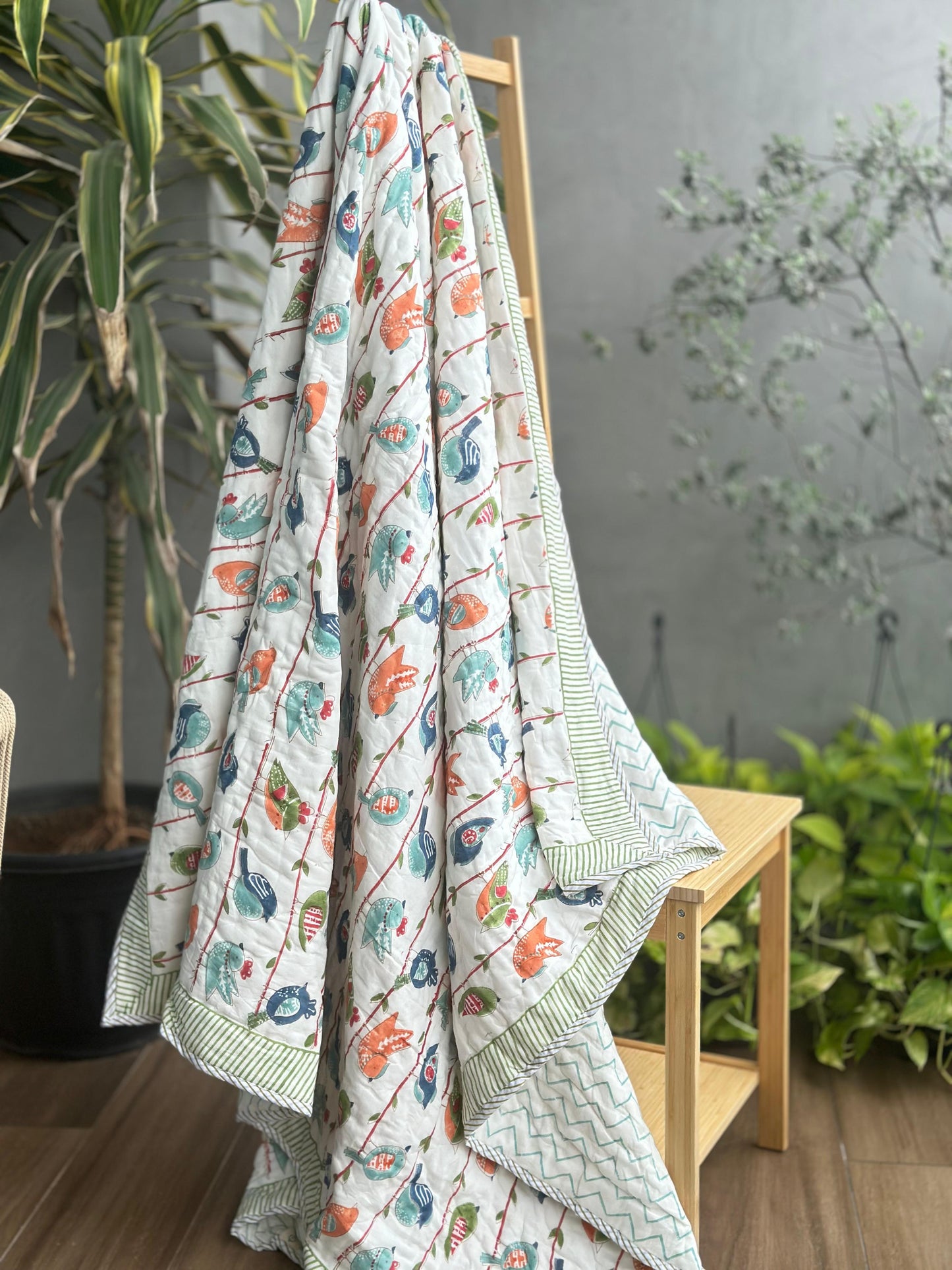 Birds Kids Reversible Muslin Quilt