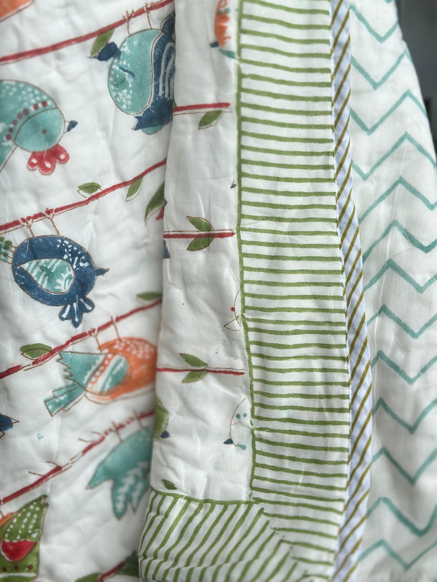 Birds Kids Reversible Muslin Quilt